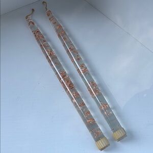 Vintage 1950s lucite rose, gold, Taper Candles set of 2‎ G4
